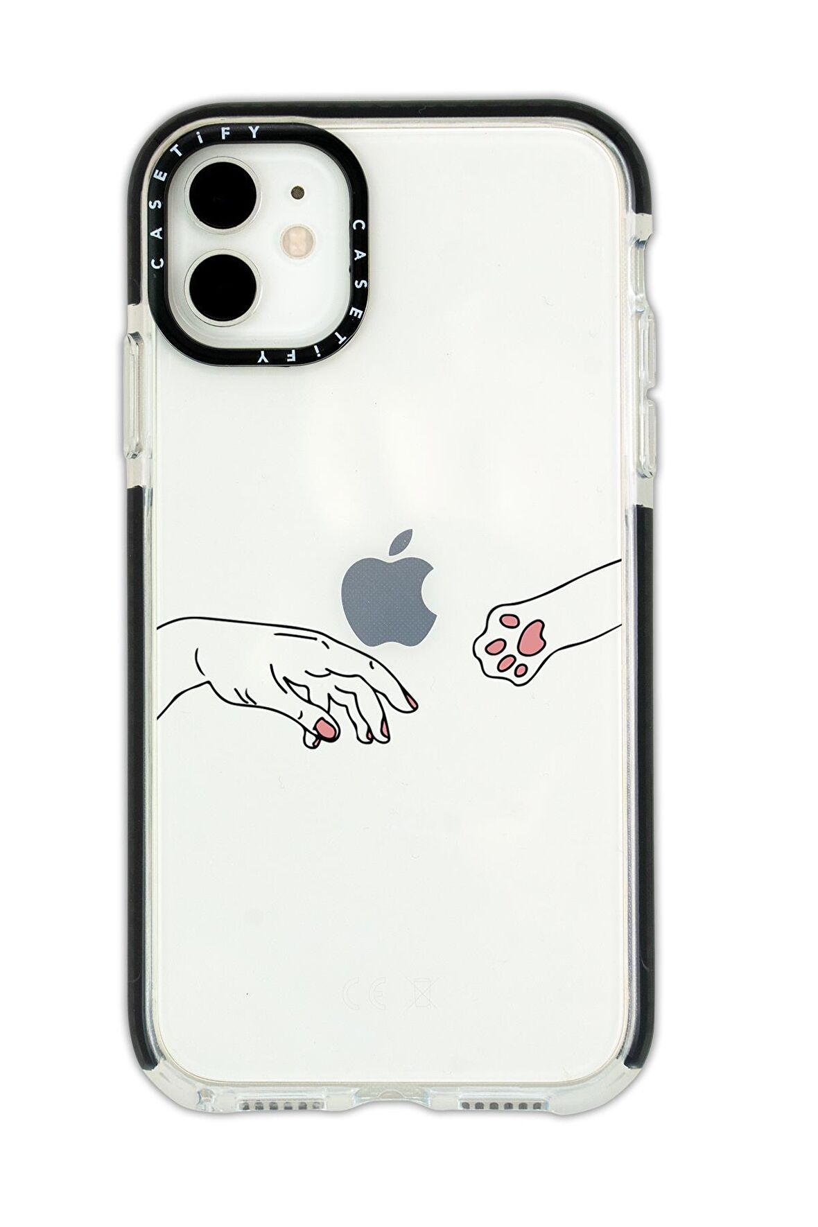 iPhone 11 Casetify Hand and Paw Desenli Anti Shock Premium Silikonlu Siyah Kenar Detaylı Telefon Kılıfı