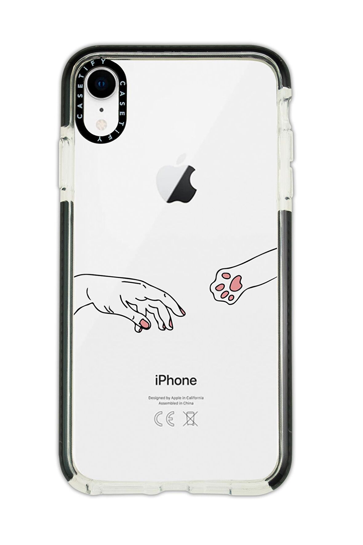 iPhone XR Casetify Hand and Paw Desenli Anti Shock Premium Silikonlu Siyah Kenar Detaylı Telefon Kılıfı