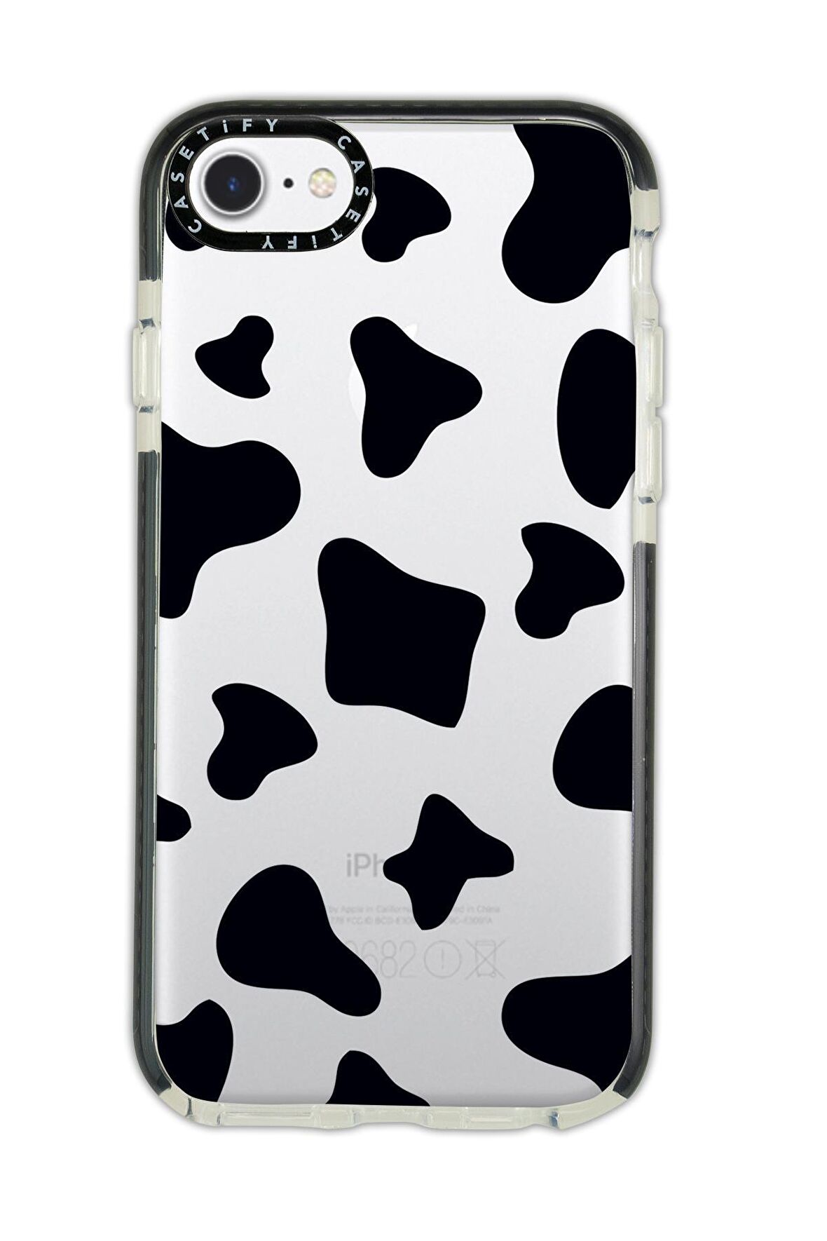iPhone 7 Casetify İnek Desenli Anti Shock Premium Silikonlu Siyah Kenar Detaylı Telefon Kılıfı