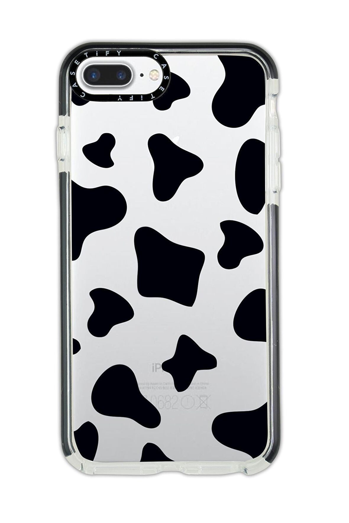 iPhone 7 Plus Casetify İnek Desenli Anti Shock Premium Silikonlu Siyah Kenar Detaylı Telefon Kılıfı