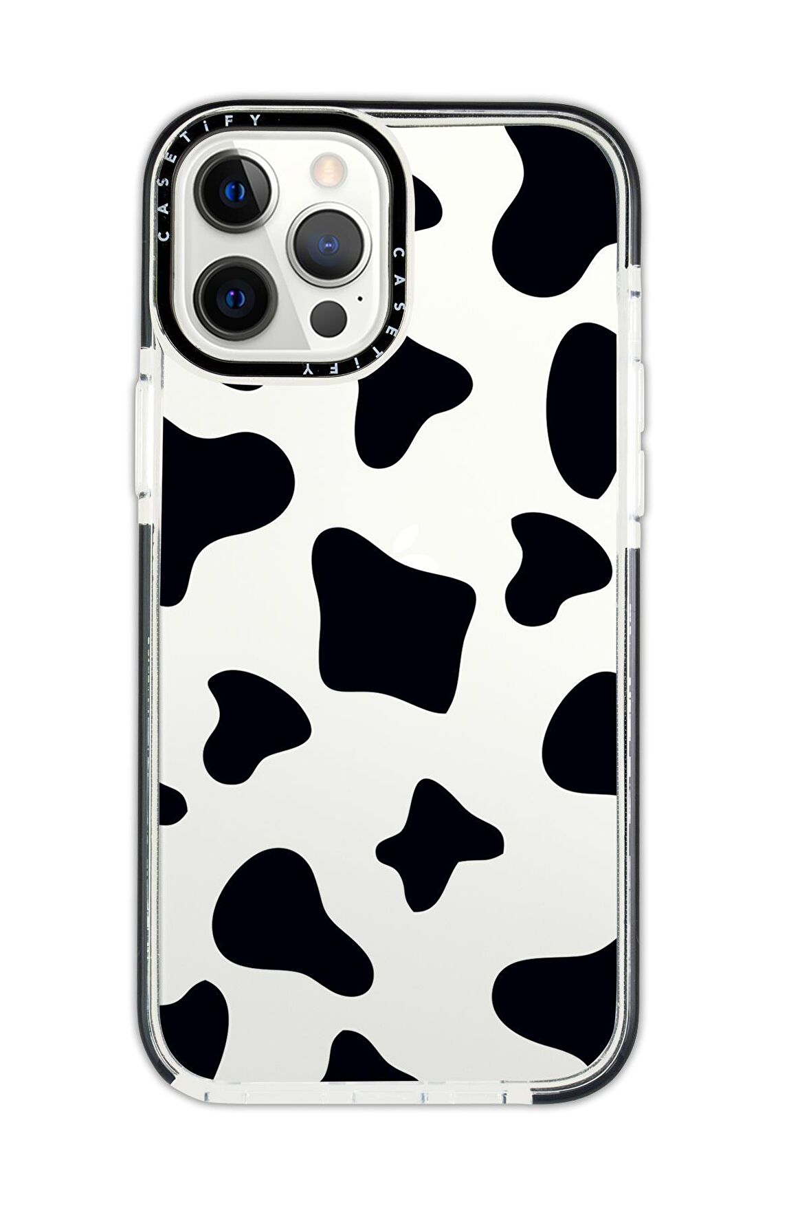 iPhone 12 Pro Casetify İnek Desenli Anti Shock Premium Silikonlu Siyah Kenar Detaylı Telefon Kılıfı
