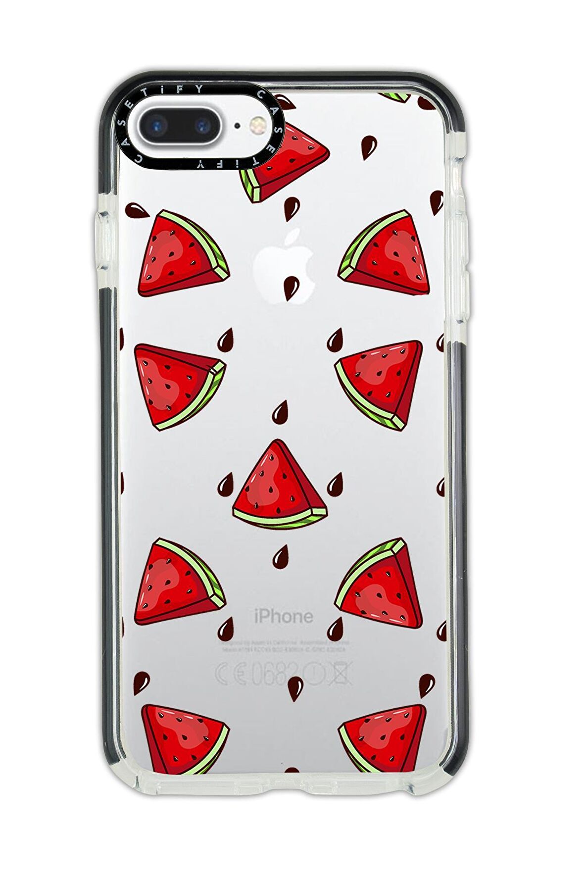iPhone 8 Plus Casetify Karpuz Dilimleri Desenli Anti Shock Premium Silikonlu Siyah Kenar Detaylı Telefon Kılıfı