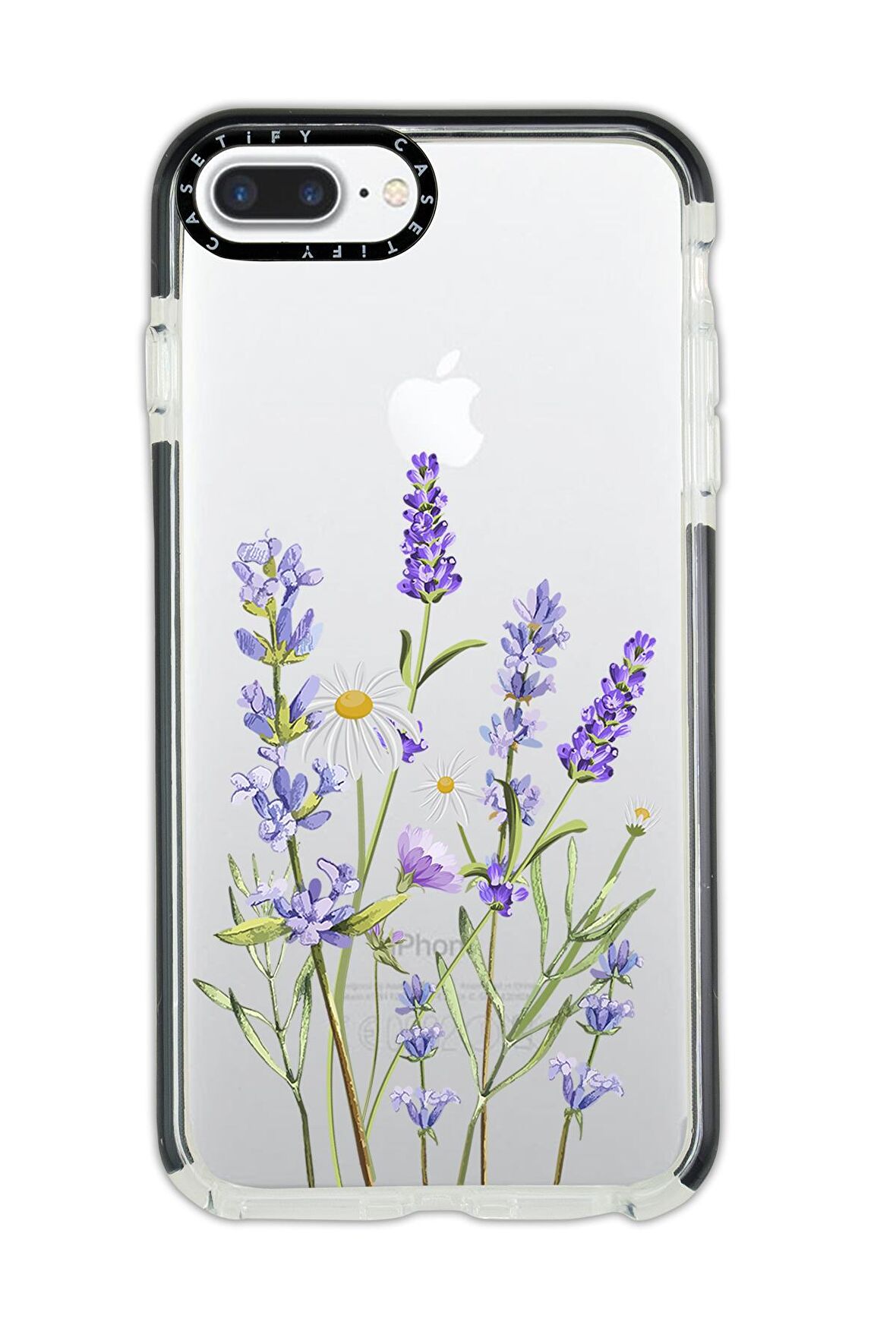 iPhone 8 Plus Casetify Lavender Desenli Anti Shock Premium Silikonlu Siyah Kenar Detaylı Telefon Kılıfı