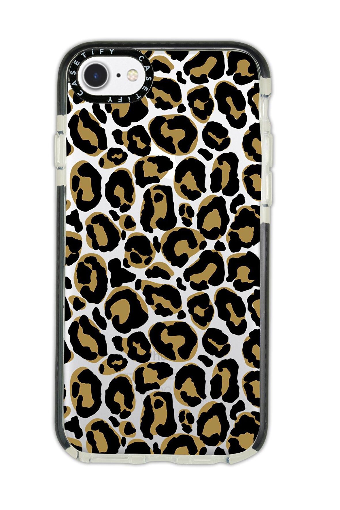 iPhone 6 Plus Casetify Leopar Desenli Anti Shock Premium Silikonlu Siyah Kenar Detaylı Telefon Kılıfı