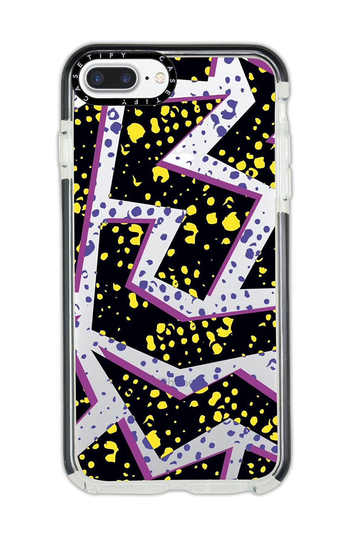 iPhone 7 Plus Casetify Spotted Lightning Desenli Anti Shock Premium Silikonlu Siyah Kenar Detaylı Telefon Kılıfı