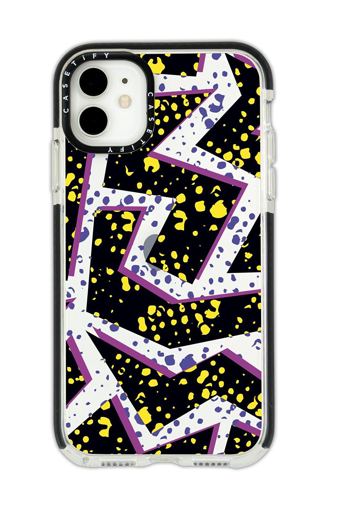 iPhone 12 Casetify Spotted Lightning Desenli Anti Shock Premium Silikonlu Siyah Kenar Detaylı Telefon Kılıfı