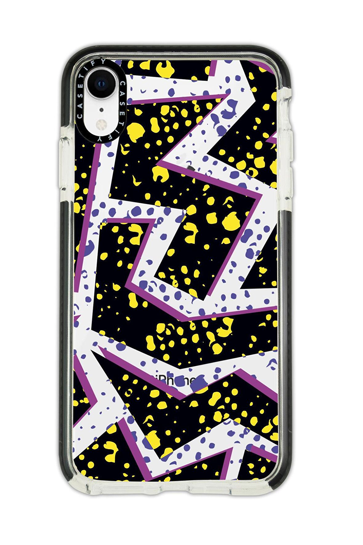 iPhone XR Casetify Spotted Lightning Desenli Anti Shock Premium Silikonlu Siyah Kenar Detaylı Telefon Kılıfı