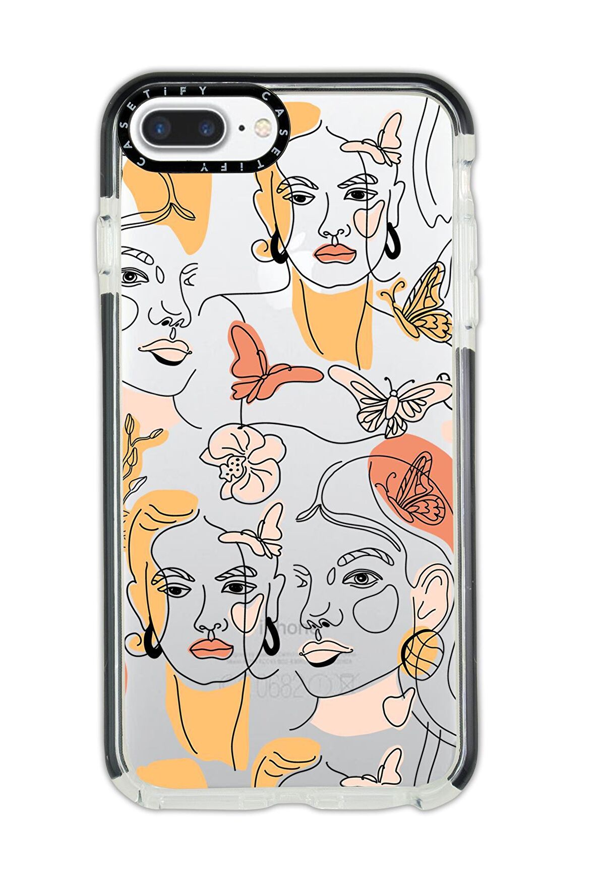 iPhone 8 Plus Casetify Line Style Desenli Anti Shock Premium Silikonlu Siyah Kenar Detaylı Telefon Kılıfı