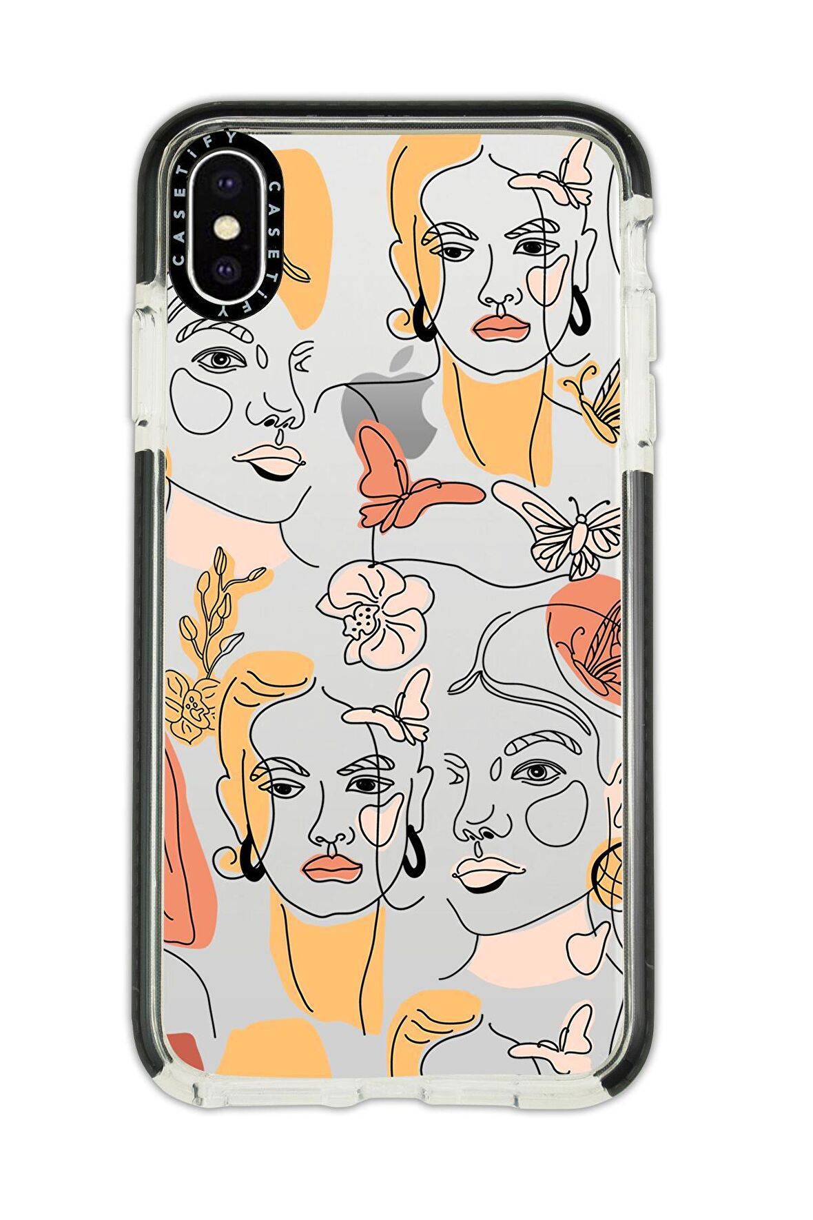 iPhone X Casetify Line Style Desenli Anti Shock Premium Silikonlu Siyah Kenar Detaylı Telefon Kılıfı