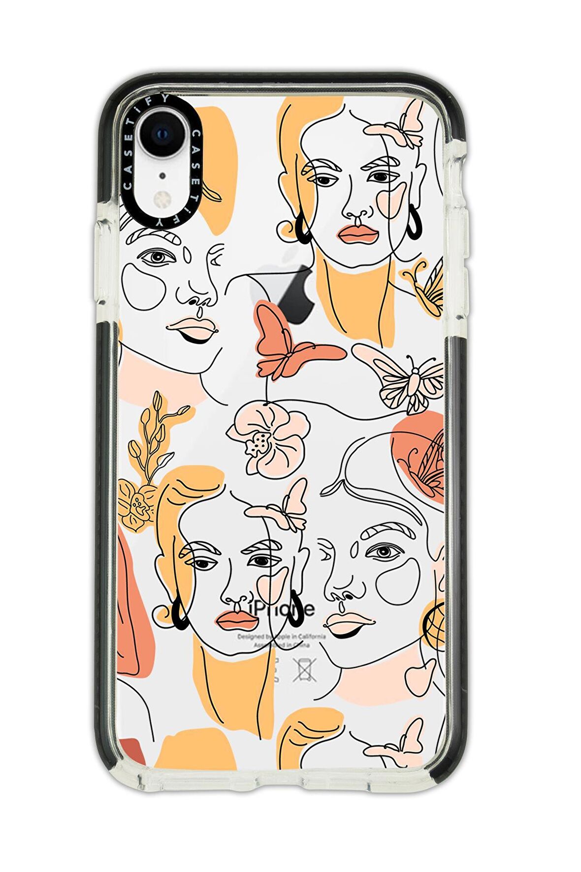 iPhone XR Casetify Line Style Desenli Anti Shock Premium Silikonlu Siyah Kenar Detaylı Telefon Kılıfı