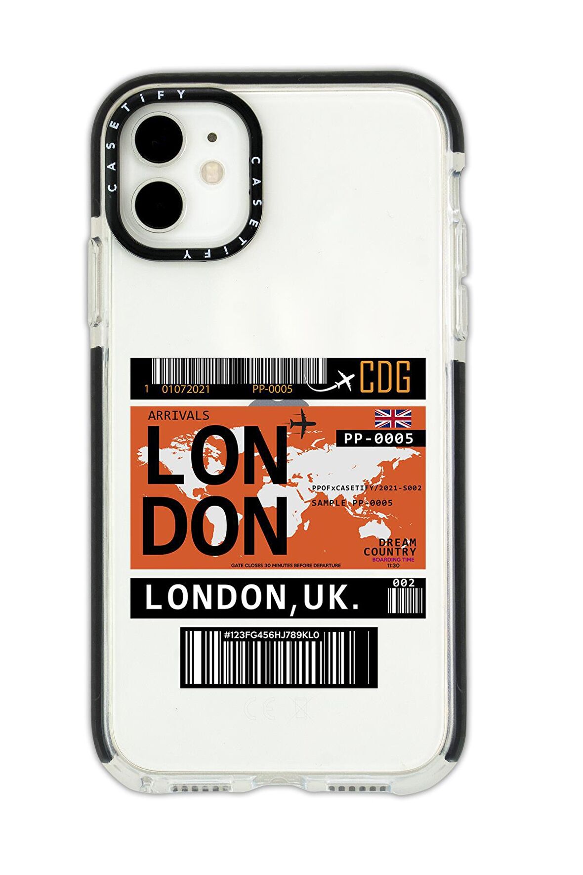 iPhone 11 Casetify London Ticket Desenli Anti Shock Premium Silikonlu Siyah Kenar Detaylı Telefon Kılıfı