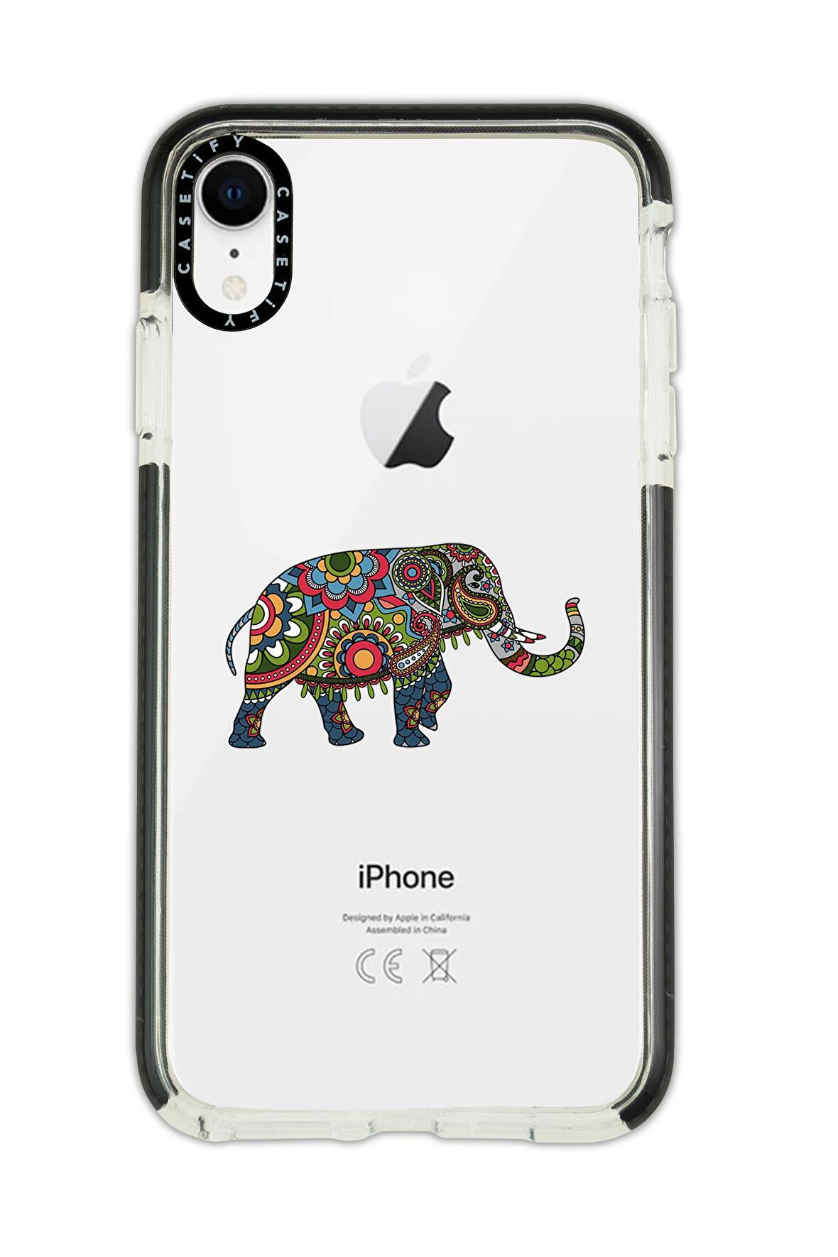 iPhone XR Casetify Mandala Fil Desenli Anti Shock Premium Silikonlu Siyah Kenar Detaylı Telefon Kılıfı
