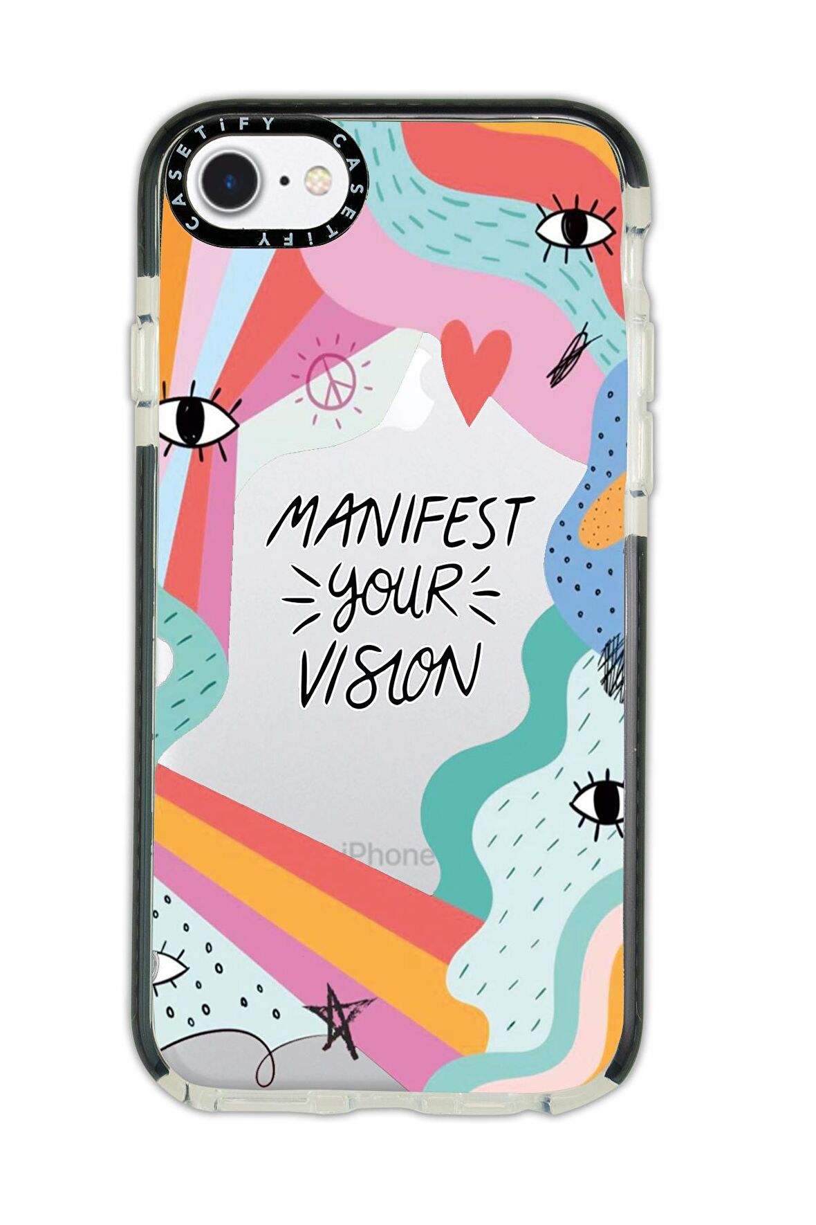 iPhone 6 Casetify Manifest Your Vision Desenli Anti Shock Premium Silikonlu Siyah Kenar Detaylı Telefon Kılıfı