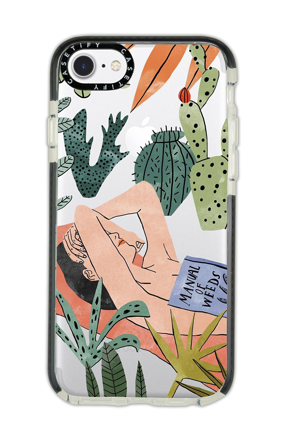 iPhone 7 Casetify Manual of Weeds Desenli Anti Shock Premium Silikonlu Siyah Kenar Detaylı Telefon Kılıfı