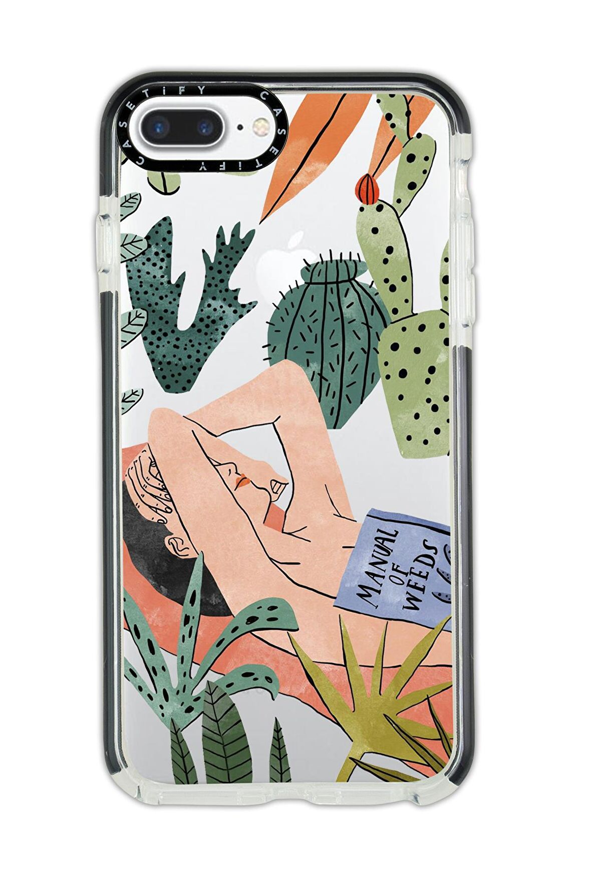 iPhone 8 Plus Casetify Manual of Weeds Desenli Anti Shock Premium Silikonlu Siyah Kenar Detaylı Telefon Kılıfı