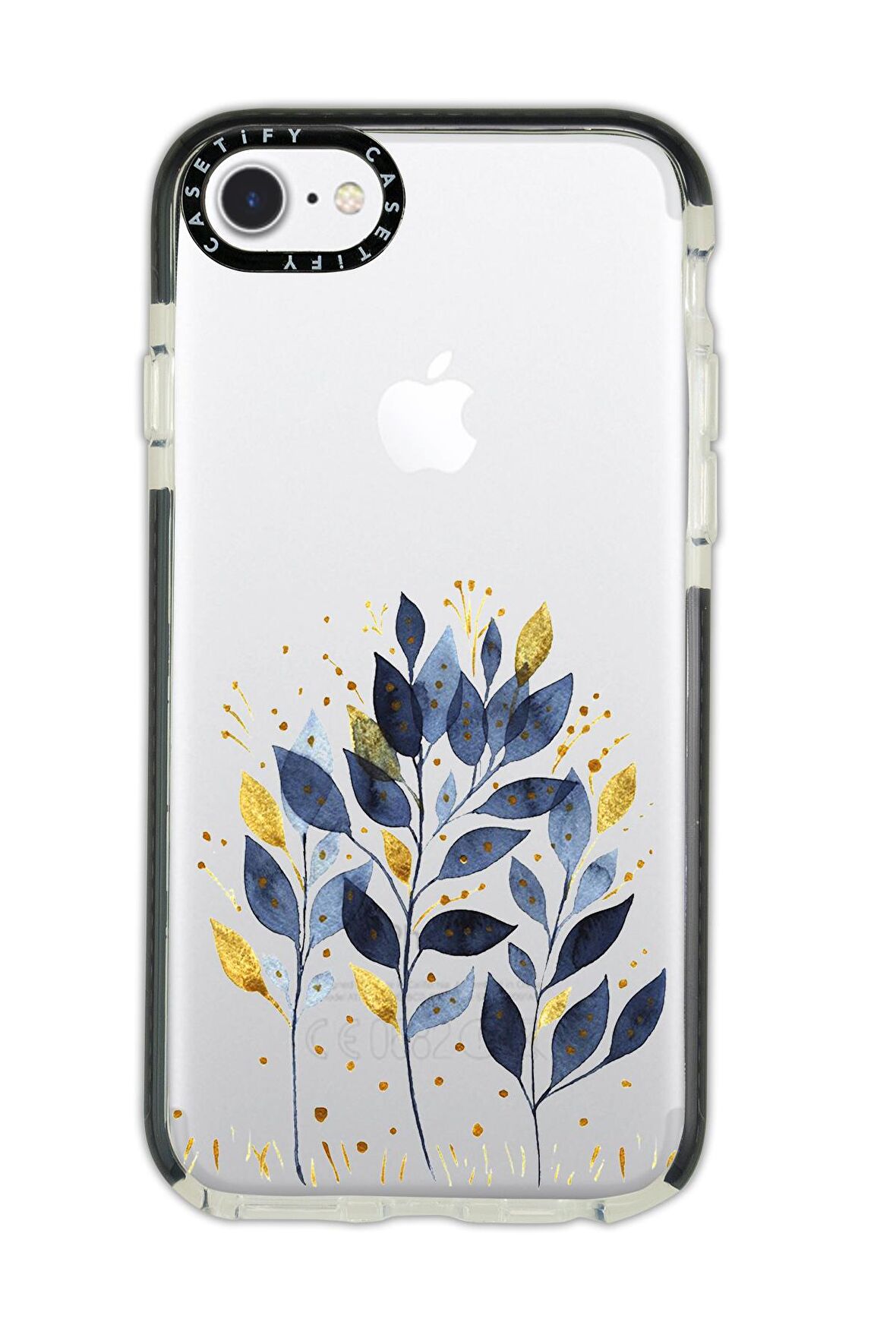 iPhone 6 Casetify Mavi Yaprak Desenli Anti Shock Premium Silikonlu Siyah Kenar Detaylı Telefon Kılıfı