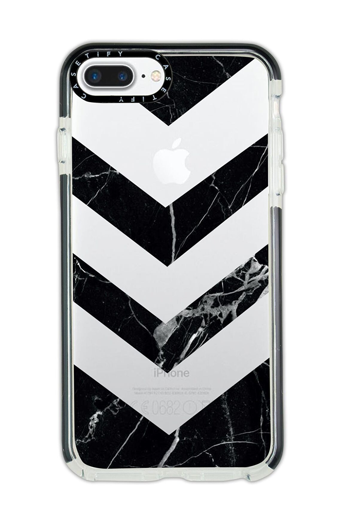 iPhone 7 Plus Casetify Mermer Üçgen Desenli Anti Shock Premium Silikonlu Siyah Kenar Detaylı Telefon Kılıfı