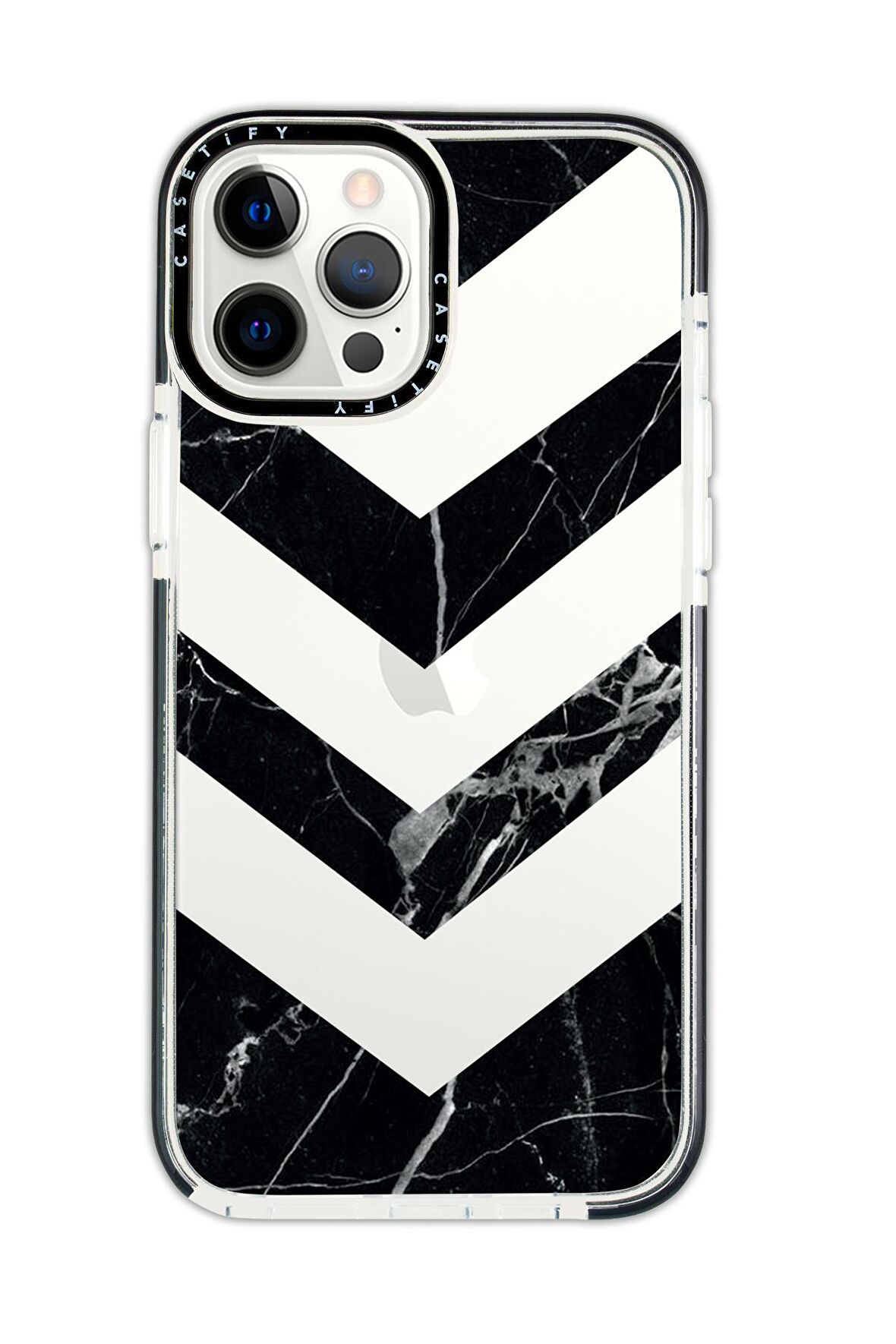 iPhone 12 Pro Casetify Mermer Üçgen Desenli Anti Shock Premium Silikonlu Siyah Kenar Detaylı Telefon Kılıfı
