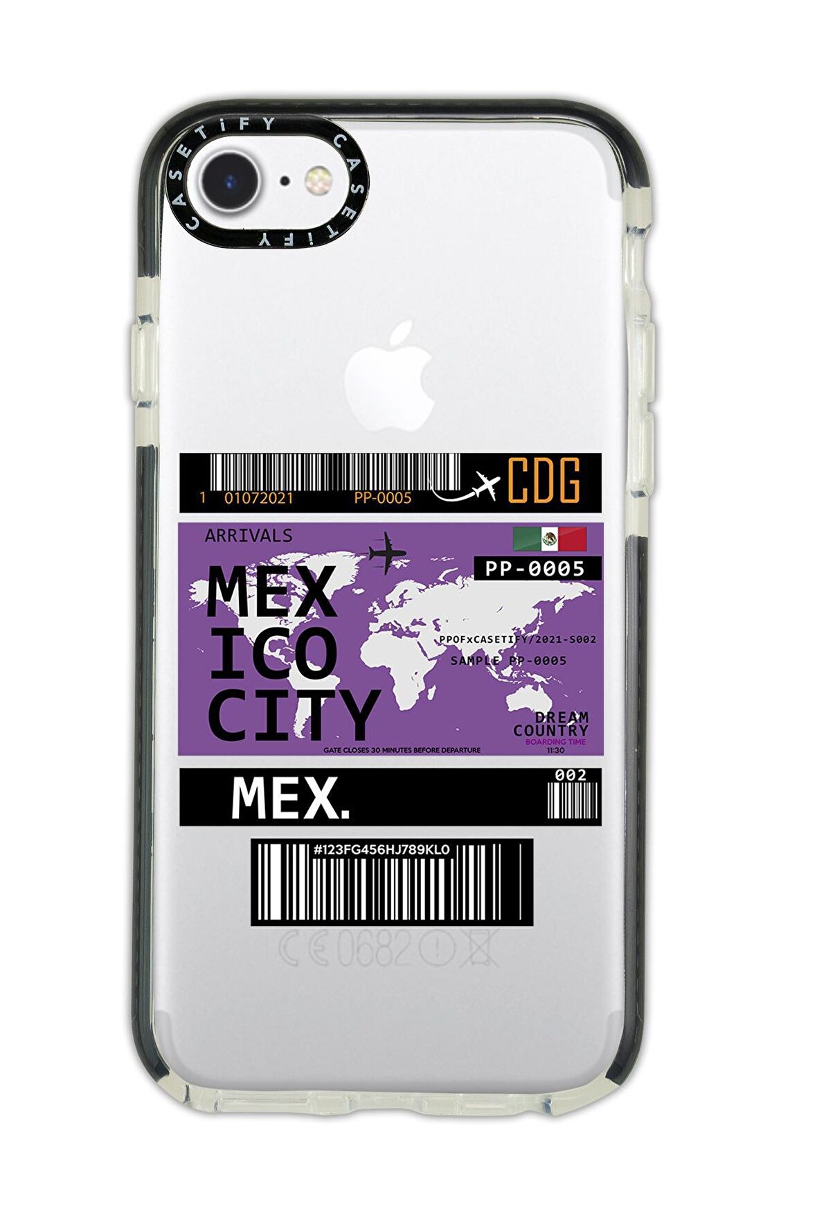 iPhone 8 Casetify Mexico Ticket Desenli Anti Shock Premium Silikonlu Siyah Kenar Detaylı Telefon Kılıfı