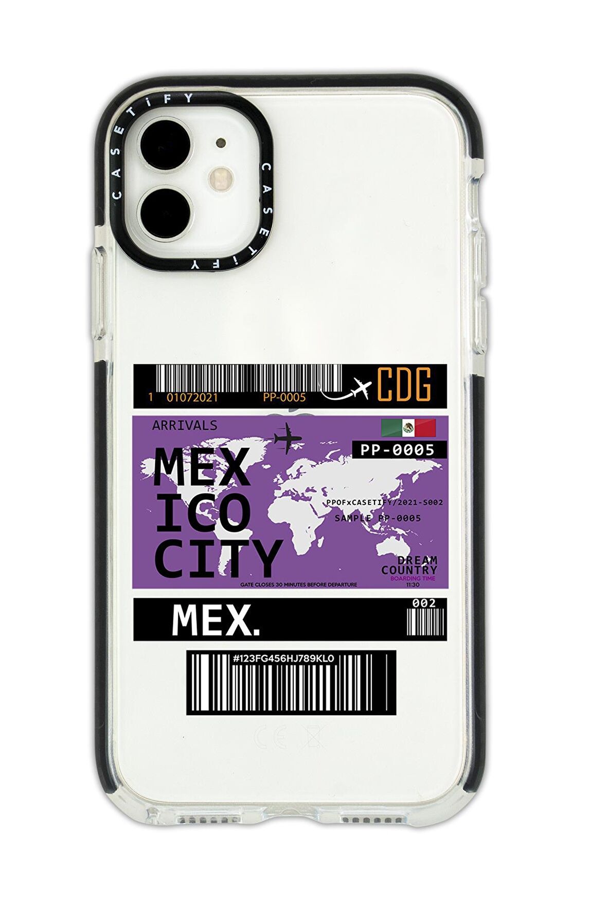 iPhone 11 Casetify Mexico Ticket Desenli Anti Shock Premium Silikonlu Siyah Kenar Detaylı Telefon Kılıfı