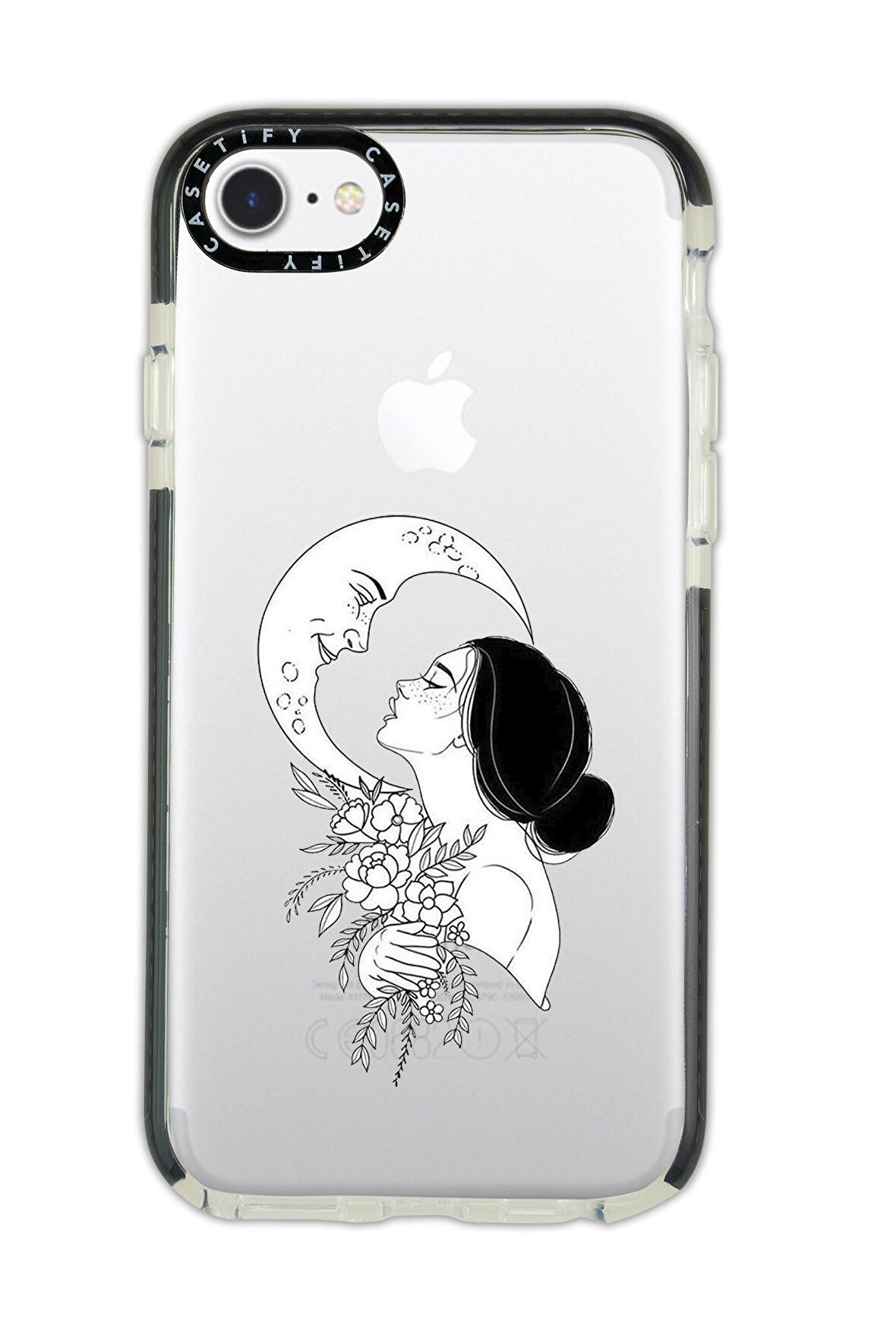 iPhone 7 Casetify Moon And Women Desenli Anti Shock Premium Silikonlu Siyah Kenar Detaylı Telefon Kılıfı