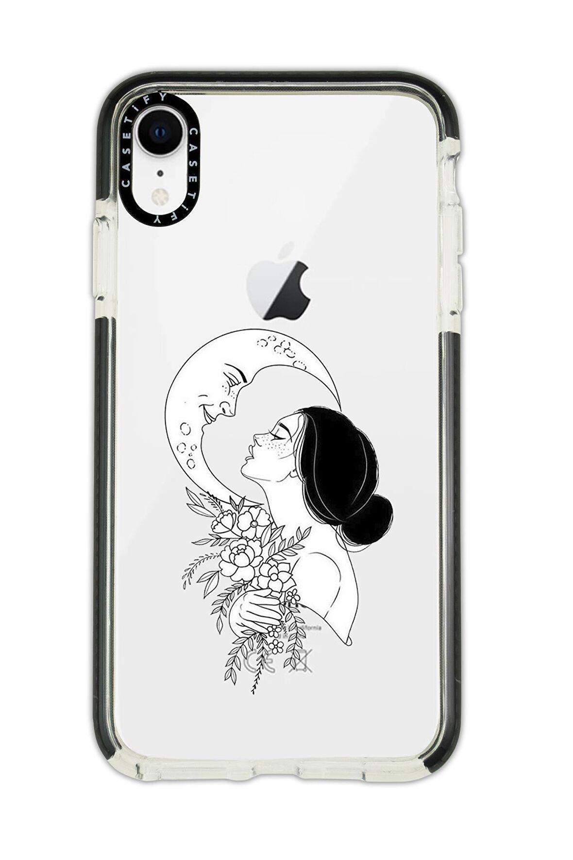 iPhone XR Casetify Moon And Women Desenli Anti Shock Premium Silikonlu Siyah Kenar Detaylı Telefon Kılıfı