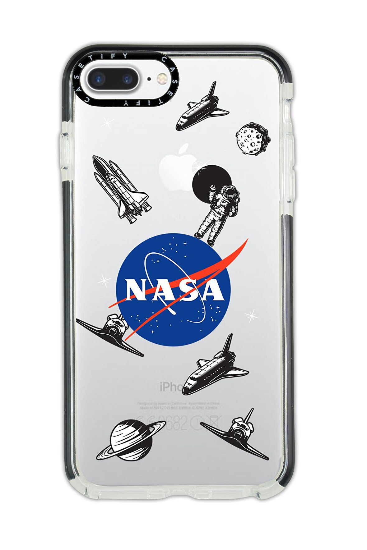 iPhone 7 Plus Casetify Nasa Desenli Anti Shock Premium Silikonlu Siyah Kenar Detaylı Telefon Kılıfı