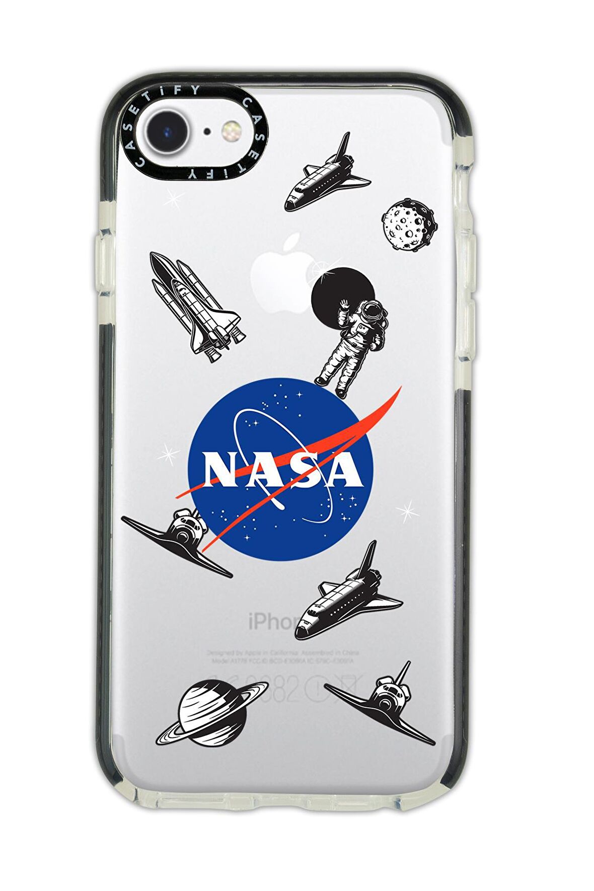 iPhone 8 Casetify Nasa Desenli Anti Shock Premium Silikonlu Siyah Kenar Detaylı Telefon Kılıfı