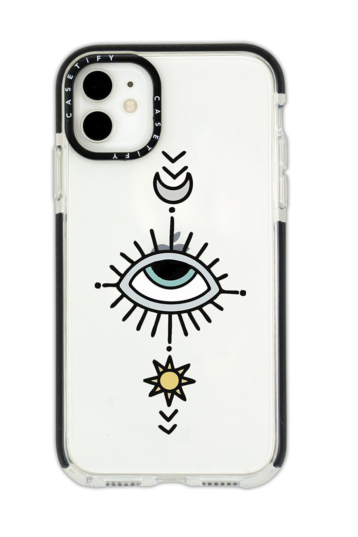 iPhone 12 Casetify Nazar Göz Desenli Anti Shock Premium Silikonlu Siyah Kenar Detaylı Telefon Kılıfı