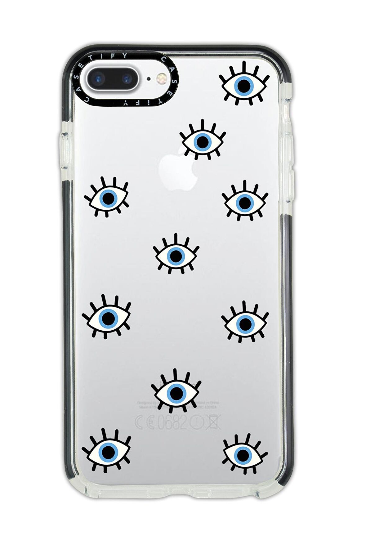 iPhone 8 Plus Casetify Nazar Gözler Desenli Anti Shock Premium Silikonlu Siyah Kenar Detaylı Telefon Kılıfı