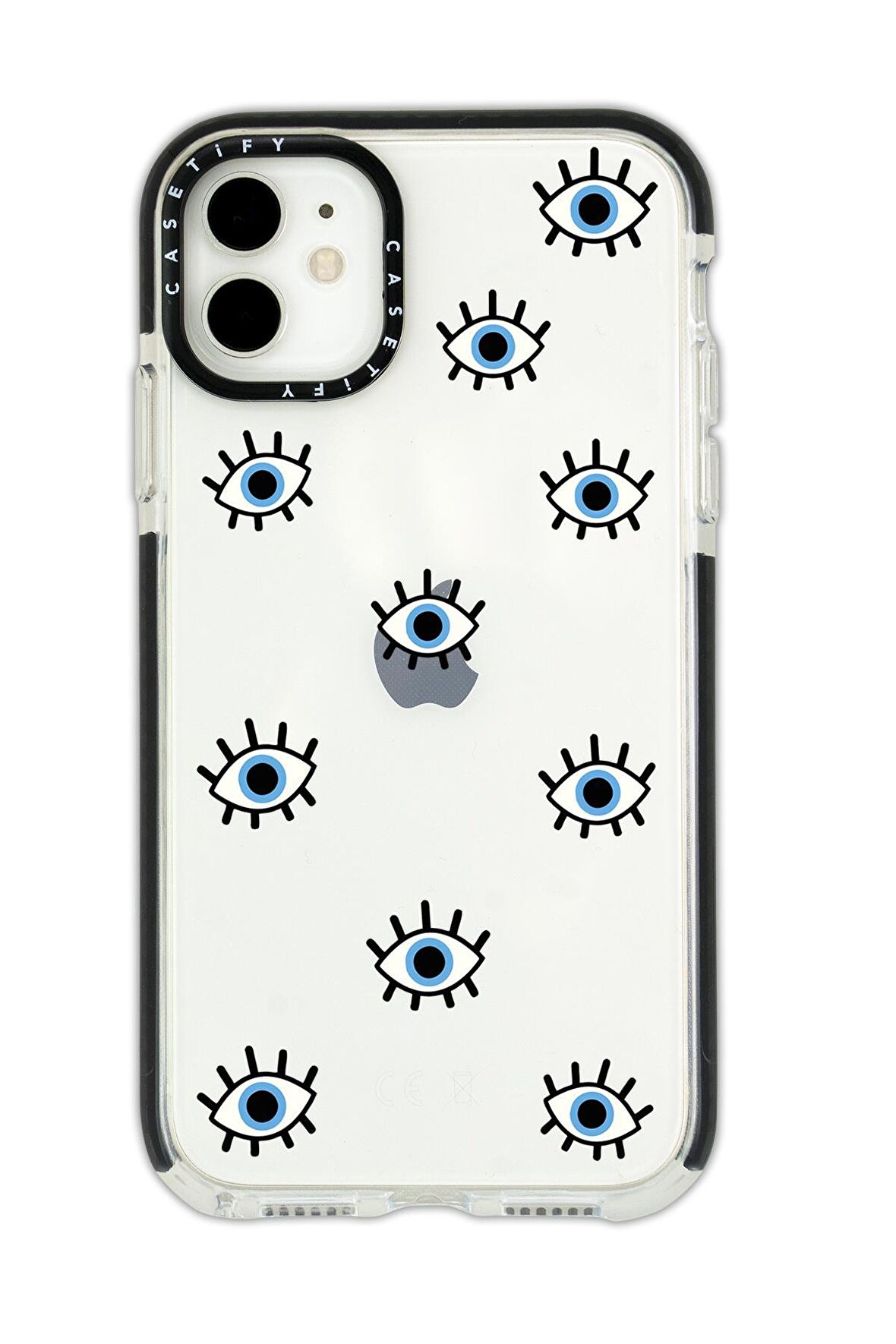 iPhone 12 Casetify Nazar Gözler Desenli Anti Shock Premium Silikonlu Siyah Kenar Detaylı Telefon Kılıfı