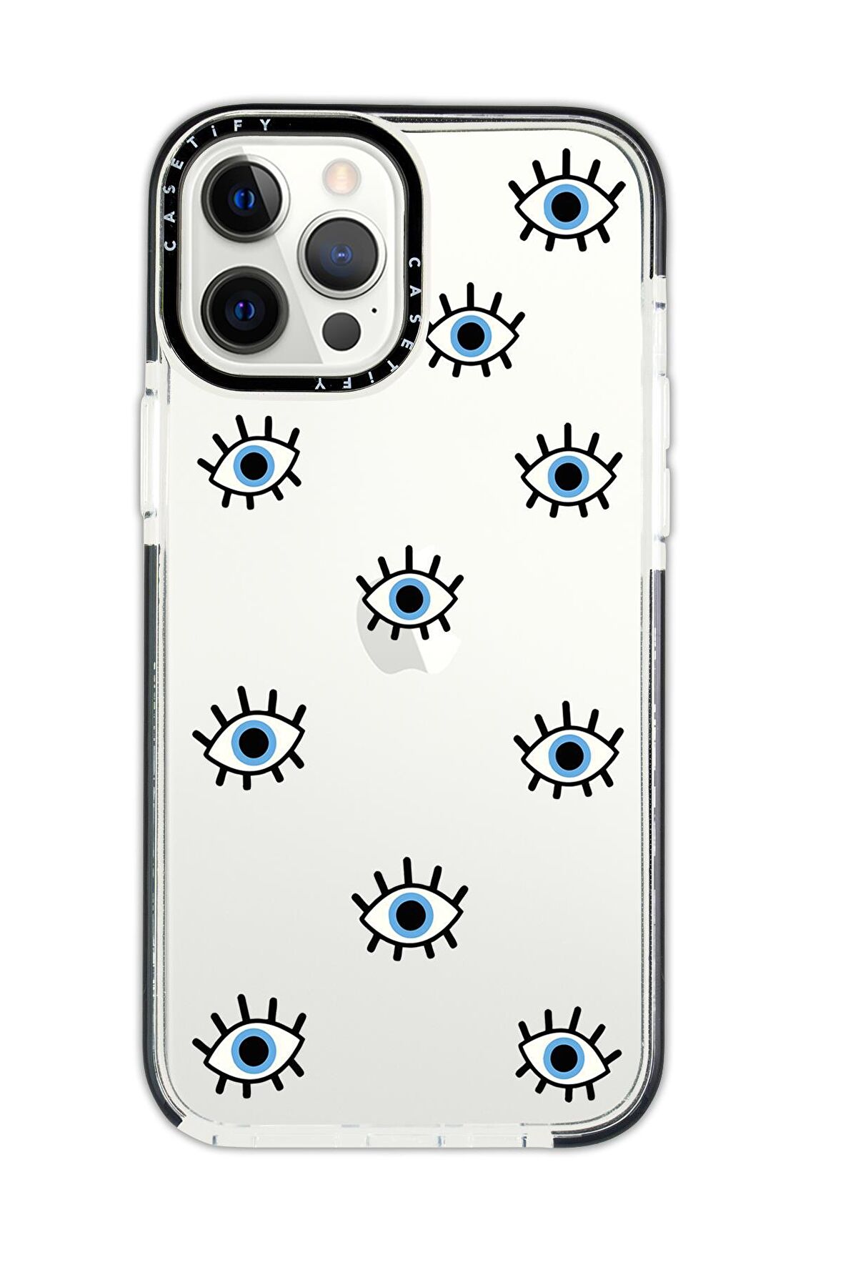 iPhone 12 Pro Max Casetify Nazar Gözler Desenli Anti Shock Premium Silikonlu Siyah Kenar Detaylı Telefon Kılıfı