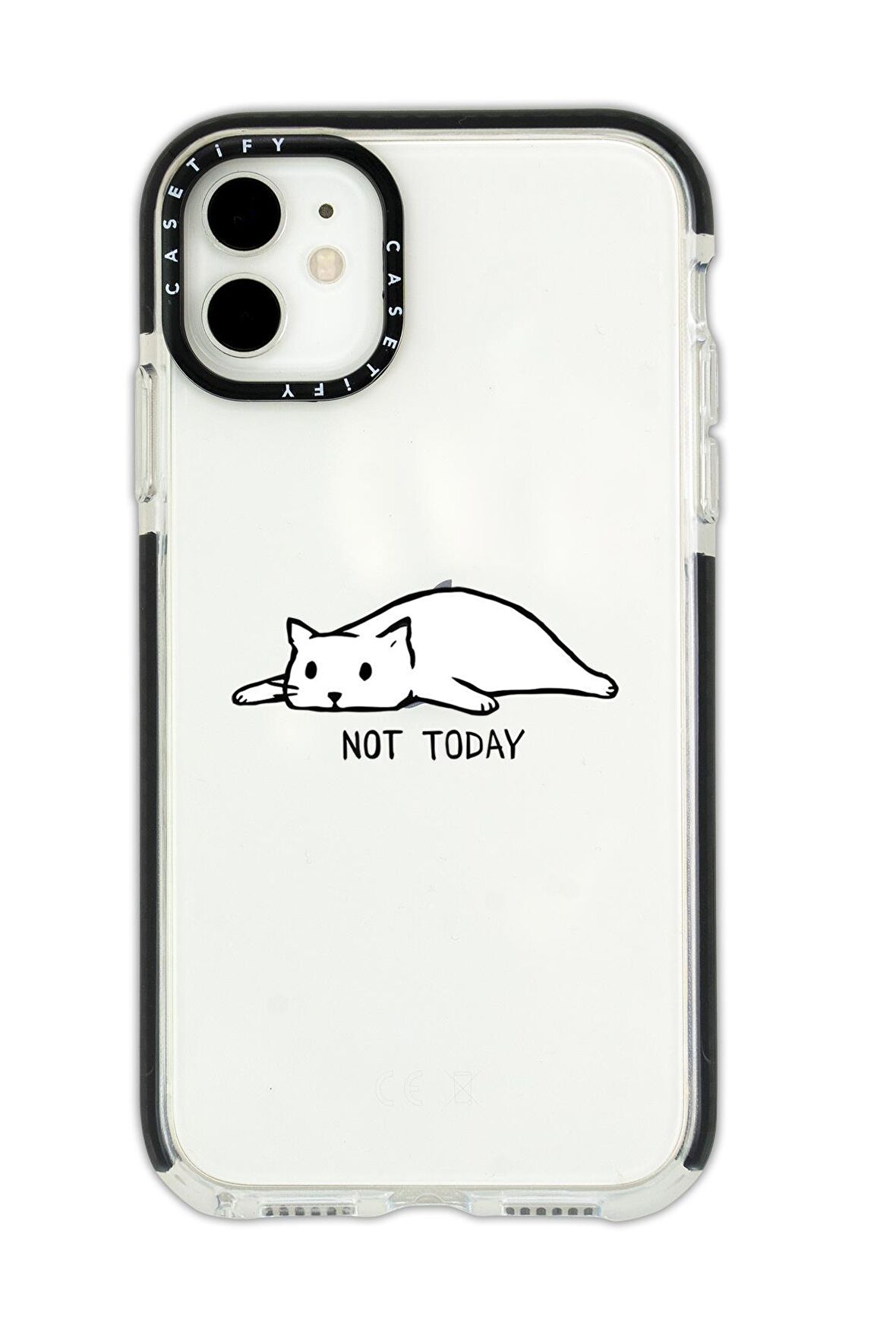 iPhone 12 Casetify Not Today Desenli Anti Shock Premium Silikonlu Siyah Kenar Detaylı Telefon Kılıfı