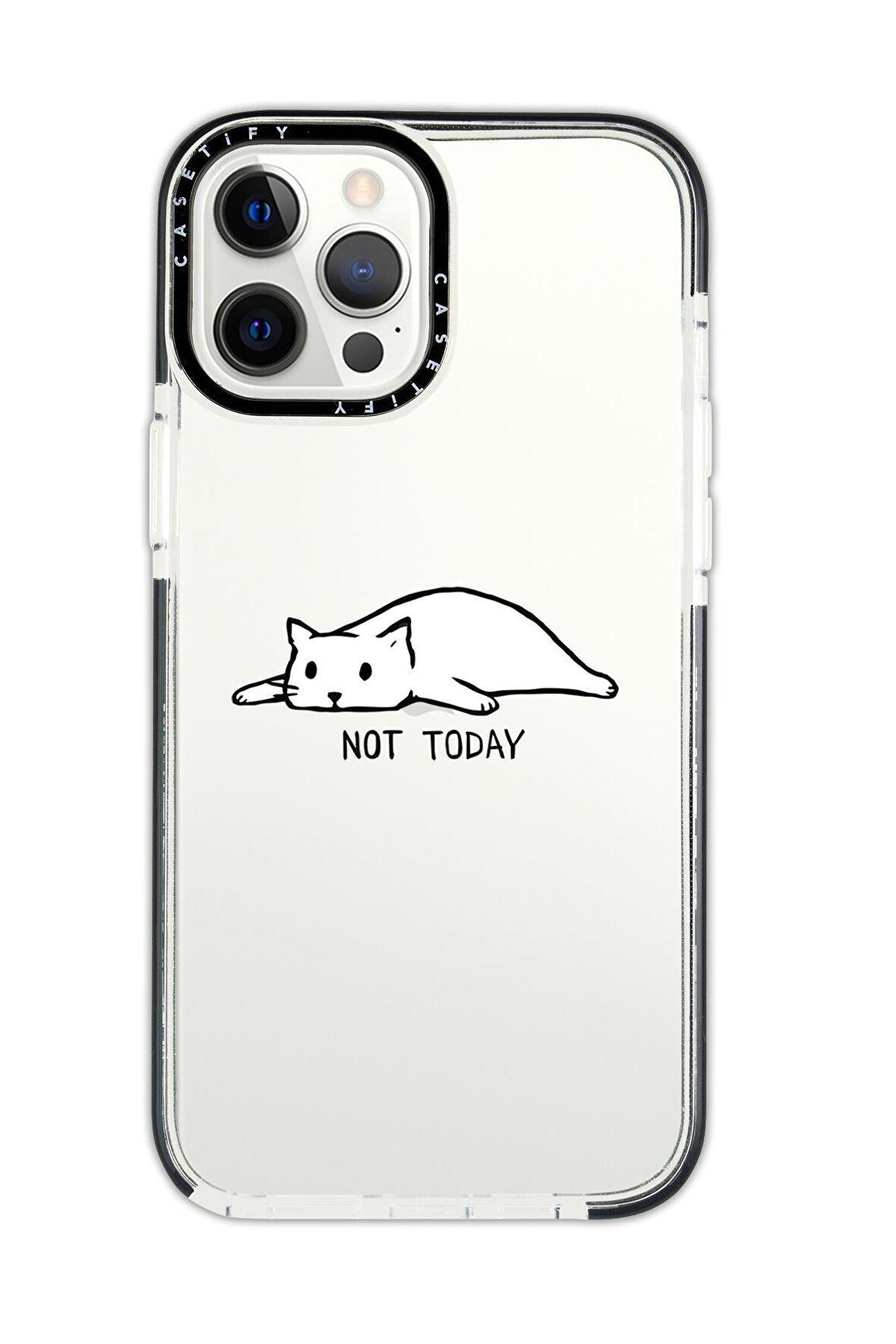 iPhone 12 Pro Max Casetify Not Today Desenli Anti Shock Premium Silikonlu Siyah Kenar Detaylı Telefon Kılıfı