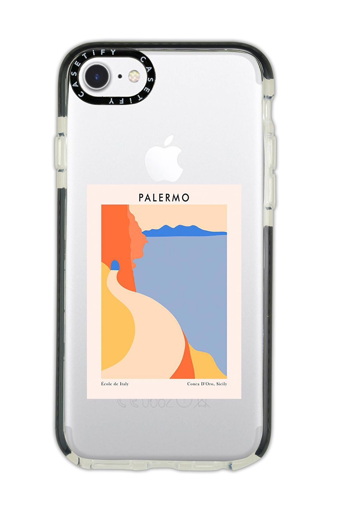 iPhone 7 Casetify Palermo Desenli Anti Shock Premium Silikonlu Siyah Kenar Detaylı Telefon Kılıfı