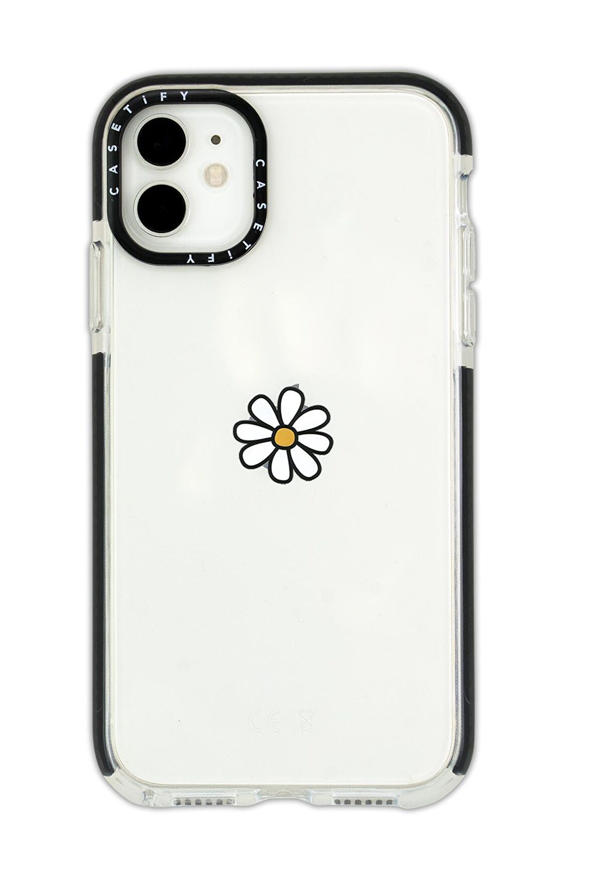 iPhone 11 Casetify Papatya Desenli Anti Shock Premium Silikonlu Siyah Kenar Detaylı Telefon Kılıfı