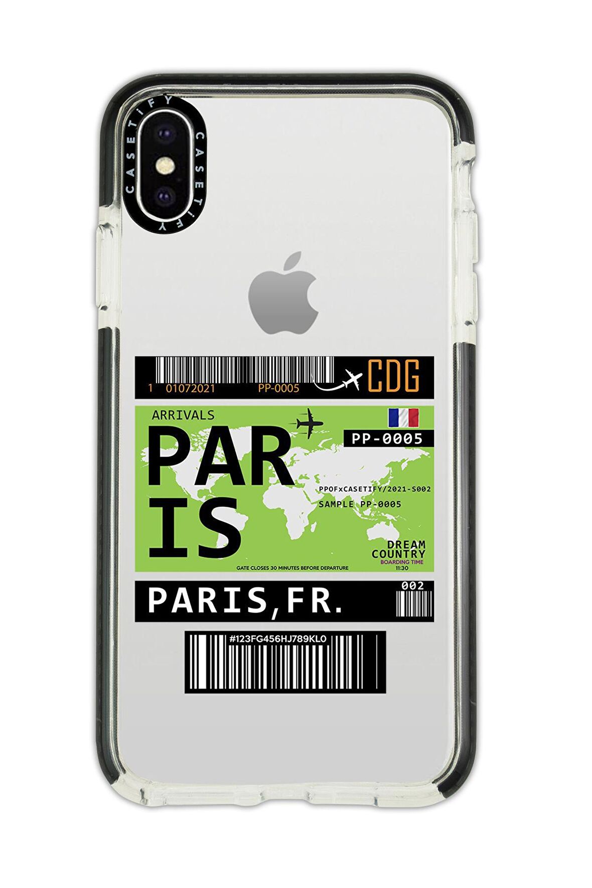 iPhone X Casetify Paris Ticket Desenli Anti Shock Premium Silikonlu Siyah Kenar Detaylı Telefon Kılıfı