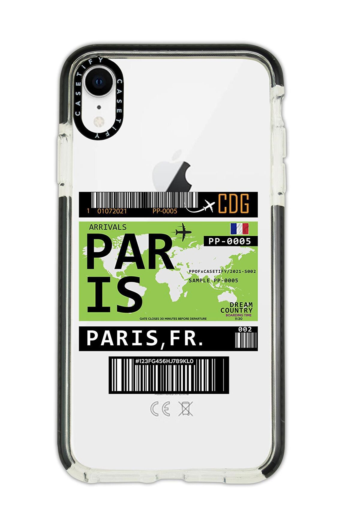 iPhone XR Casetify Paris Ticket Desenli Anti Shock Premium Silikonlu Siyah Kenar Detaylı Telefon Kılıfı