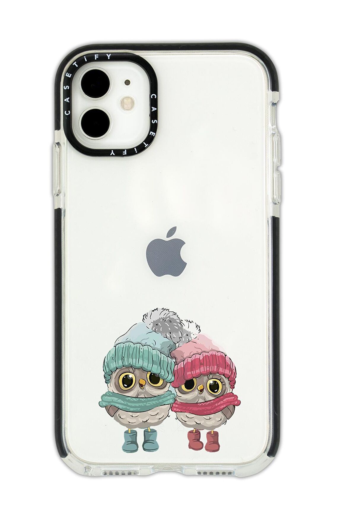 iPhone 12 Casetify Bereli Baykuşlar Desenli Anti Shock Premium Silikonlu Siyah Kenar Detaylı Telefon Kılıfı