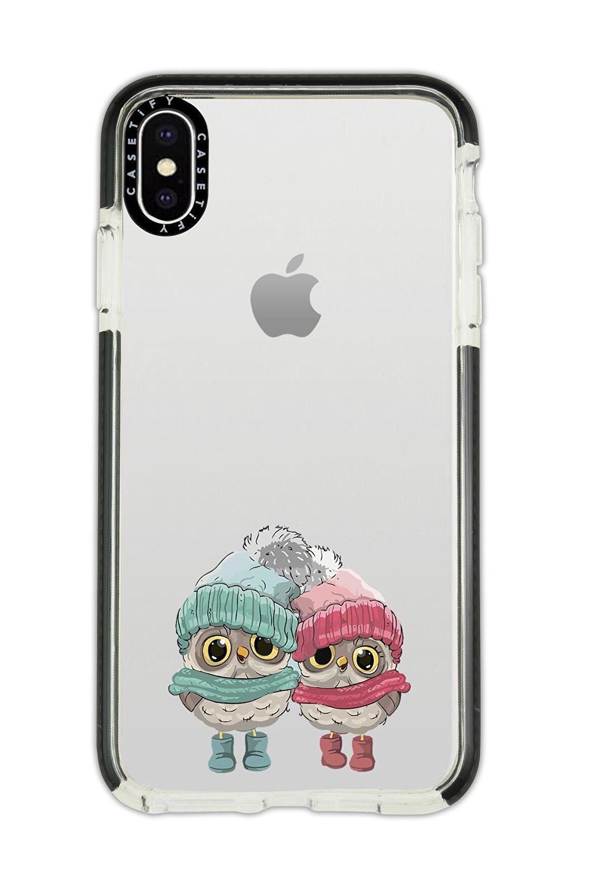 iPhone X Casetify Bereli Baykuşlar Desenli Anti Shock Premium Silikonlu Siyah Kenar Detaylı Telefon Kılıfı