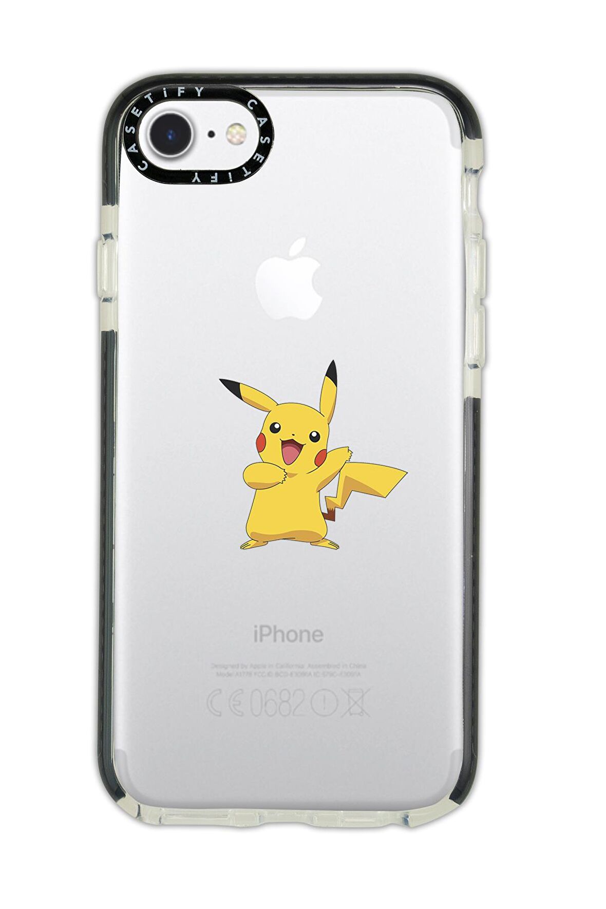 iPhone 7 Casetify Pikaçu Desenli Anti Shock Premium Silikonlu Siyah Kenar Detaylı Telefon Kılıfı