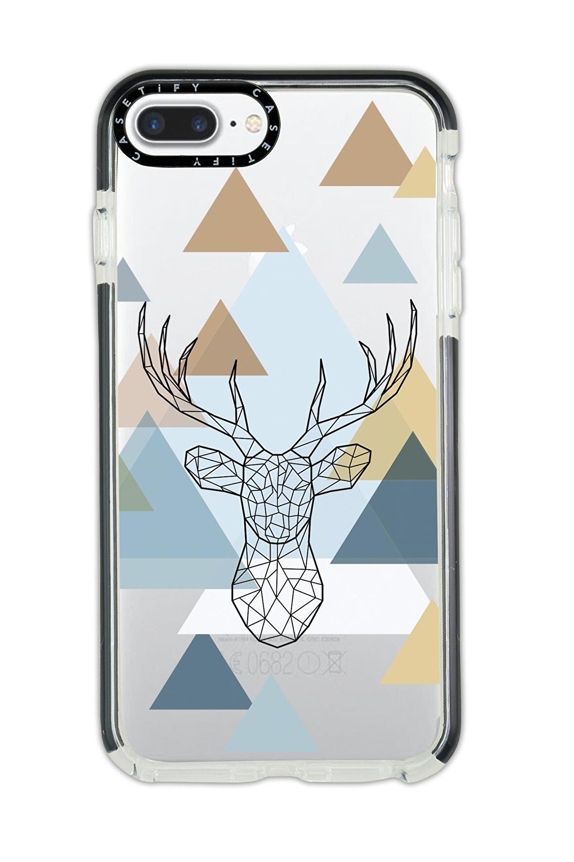 iPhone 6 Casetify Polygon Deer Desenli Anti Shock Premium Silikonlu Siyah Kenar Detaylı Telefon Kılıfı