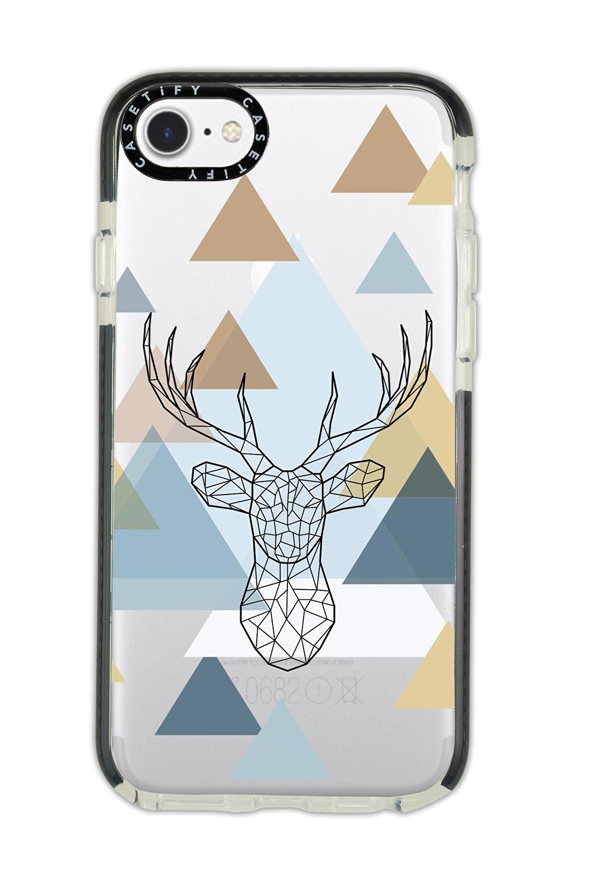 iPhone 7 Casetify Polygon Deer Desenli Anti Shock Premium Silikonlu Siyah Kenar Detaylı Telefon Kılıfı
