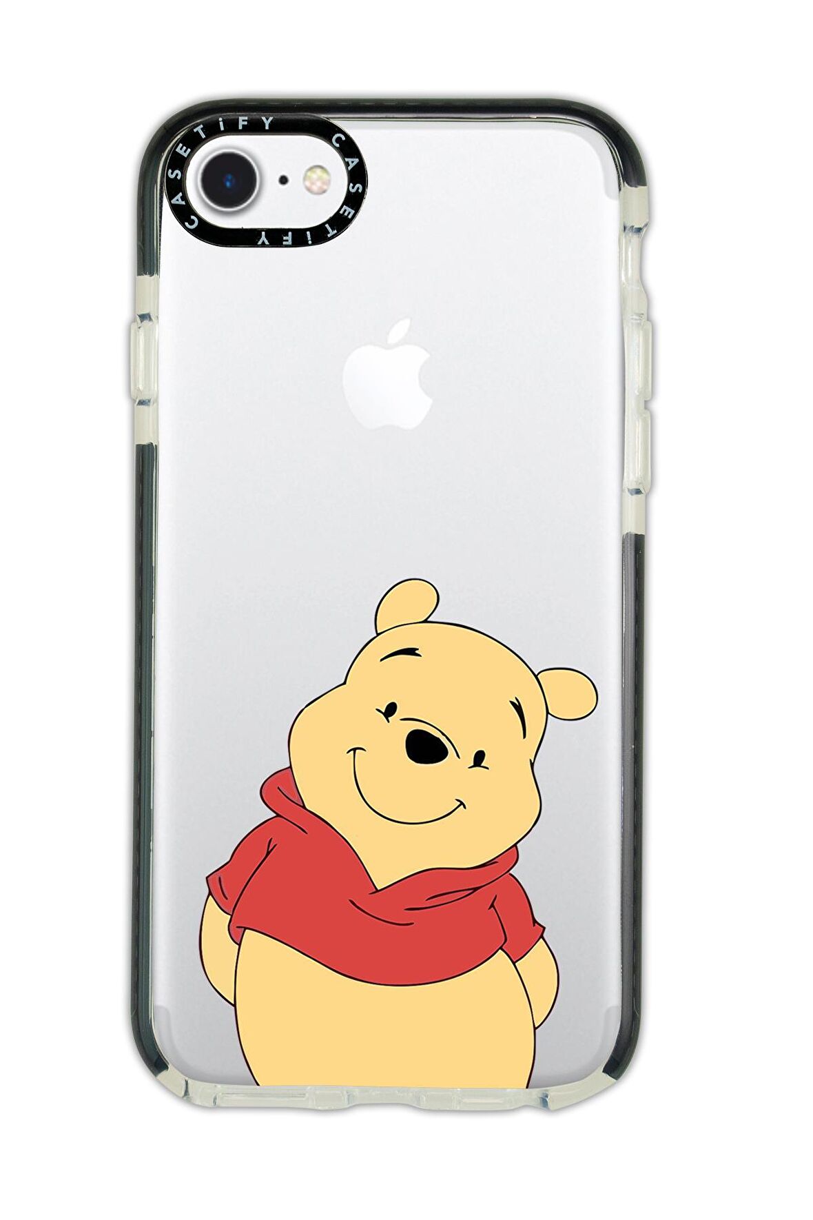 iPhone 7 Casetify Sewimli Pooh Desenli Anti Shock Premium Silikonlu Siyah Kenar Detaylı Telefon Kılıfı