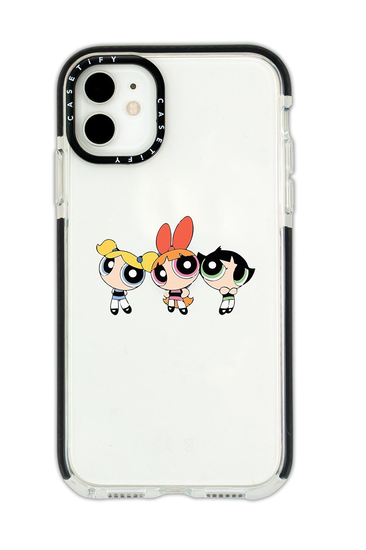 iPhone 11 Casetify Powepuff Girls Desenli Anti Shock Premium Silikonlu Siyah Kenar Detaylı Telefon Kılıfı