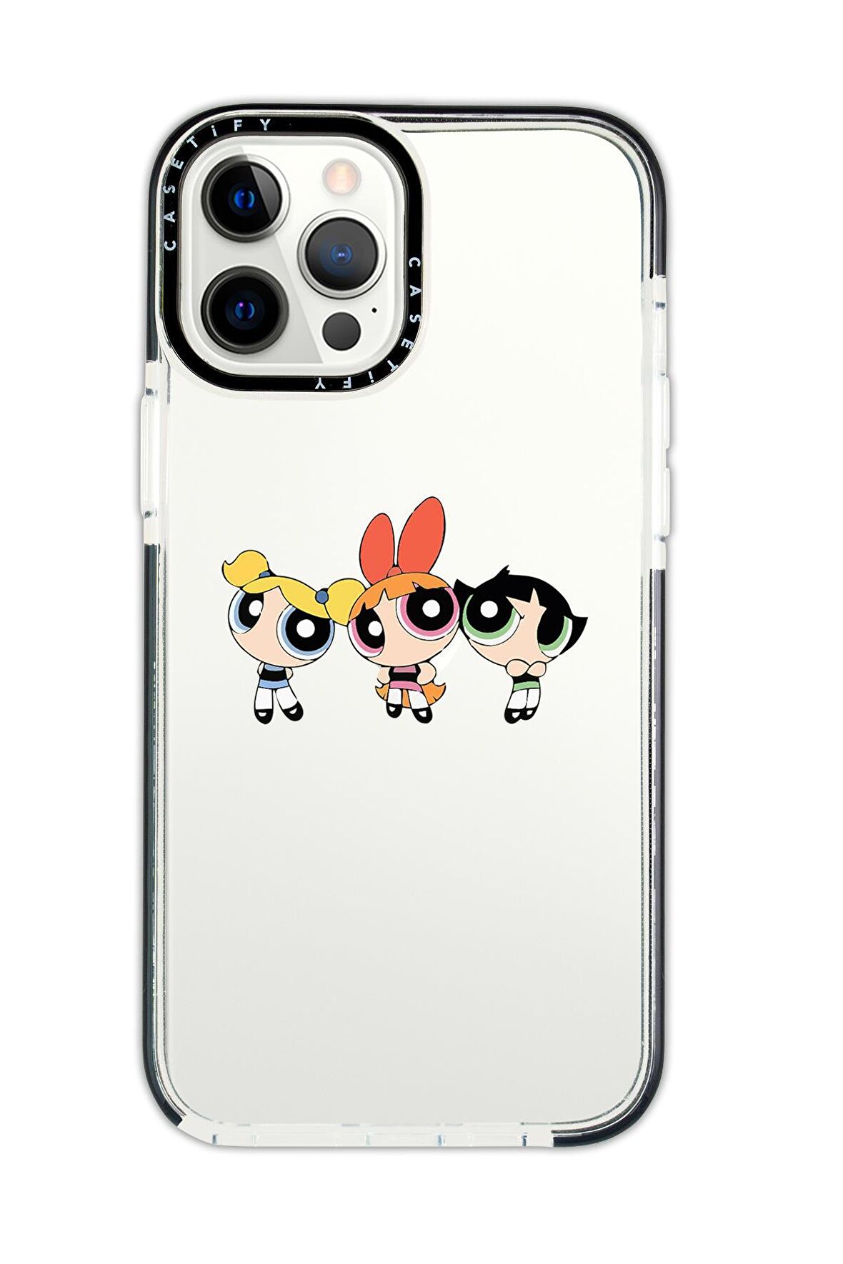 iPhone 11 Pro Casetify Powepuff Girls Desenli Anti Shock Premium Silikonlu Siyah Kenar Detaylı Telefon Kılıfı