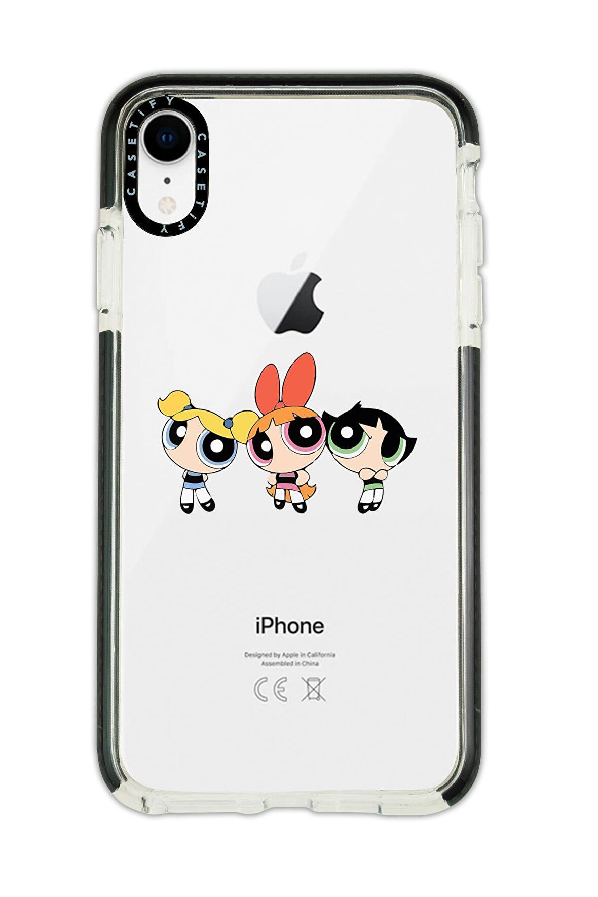 iPhone XR Casetify Powepuff Girls Desenli Anti Shock Premium Silikonlu Siyah Kenar Detaylı Telefon Kılıfı