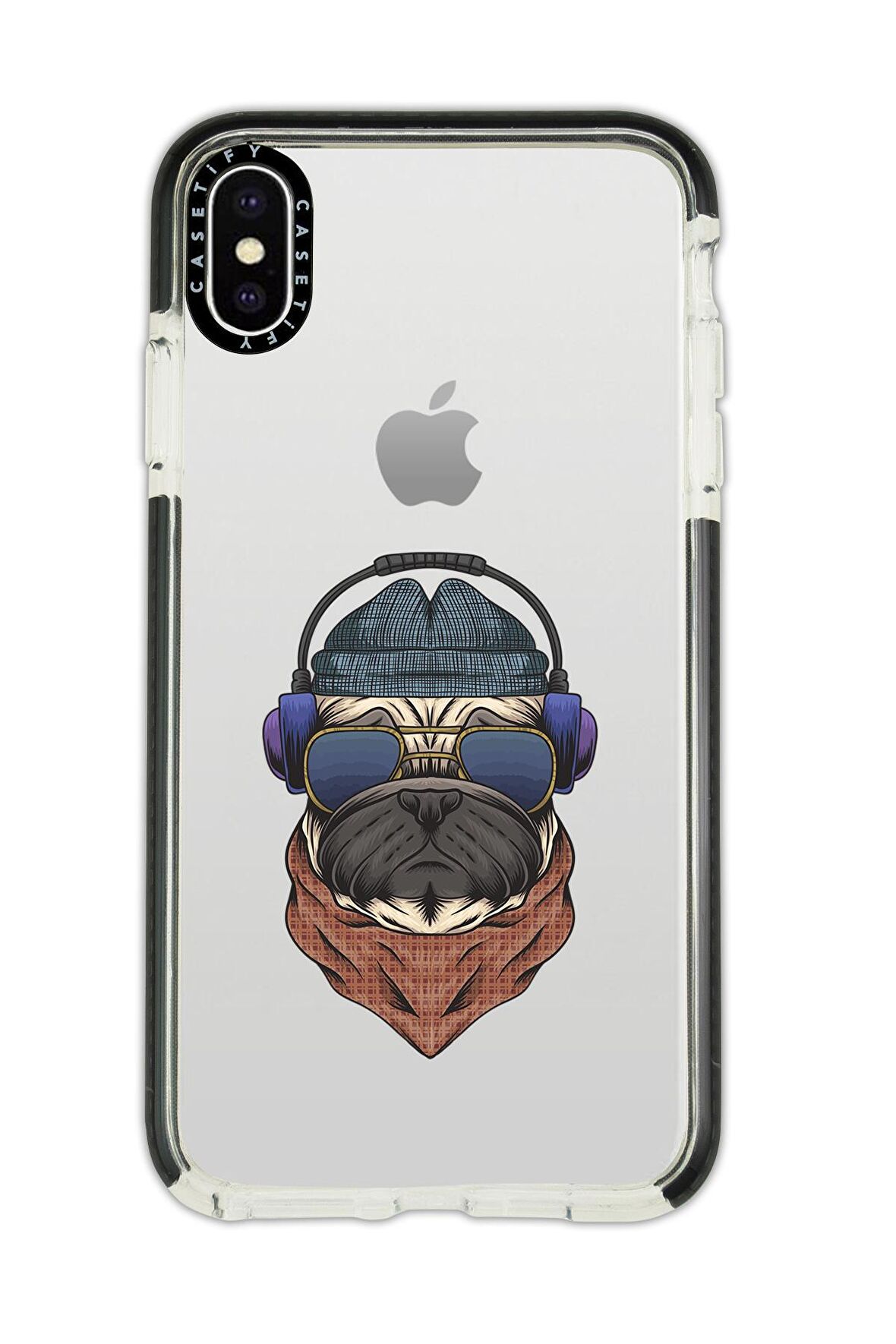 iPhone X Casetify Pug Desenli Anti Shock Premium Silikonlu Siyah Kenar Detaylı Telefon Kılıfı