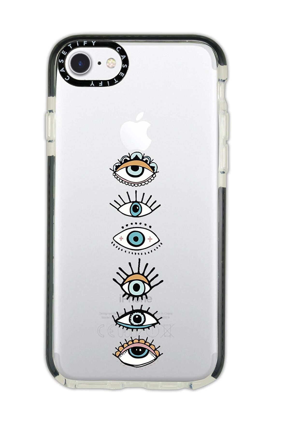 iPhone 6 Plus Casetify Renkli Gözler Desenli Anti Shock Premium Silikonlu Siyah Kenar Detaylı Telefon Kılıfı