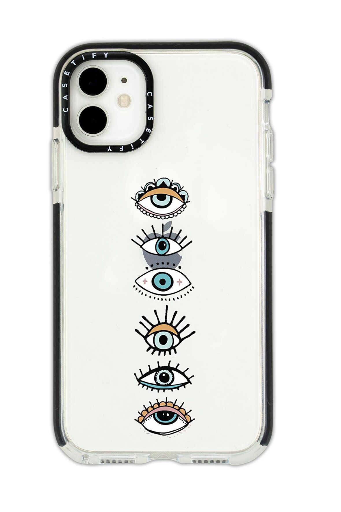 iPhone 12 Casetify Renkli Gözler Desenli Anti Shock Premium Silikonlu Siyah Kenar Detaylı Telefon Kılıfı